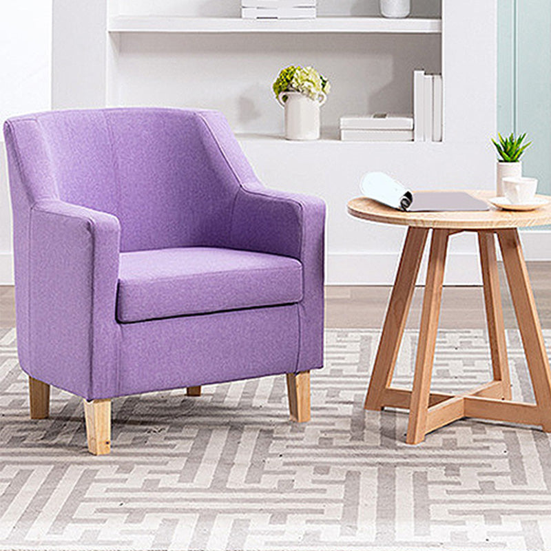 27.5"Wide Linen Arm Chair with Pillow Back and Basic Four Legs Purple Clearhalo 'Accent Chairs' 'accent_chairs' 'Chairs & Seating' 'furn' 'furn_accent_chairs' 'Furniture' 'furniture_accent_chairs' 'Living Room Furniture' 4994002
