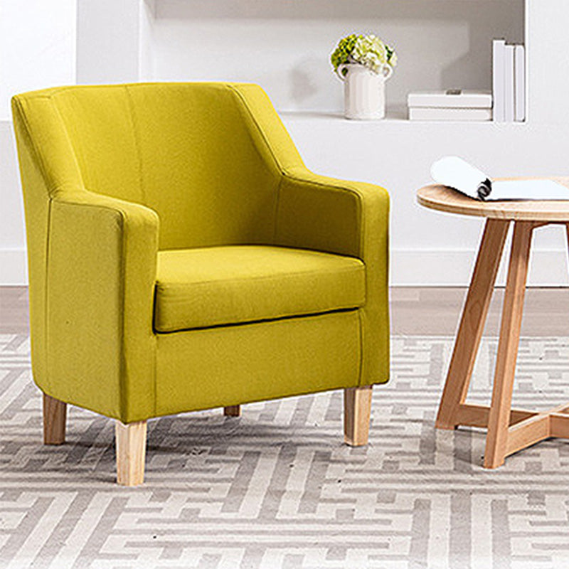 27.5"Wide Linen Arm Chair with Pillow Back and Basic Four Legs Green-Yellow Clearhalo 'Accent Chairs' 'accent_chairs' 'Chairs & Seating' 'furn' 'furn_accent_chairs' 'Furniture' 'furniture_accent_chairs' 'Living Room Furniture' 4994005