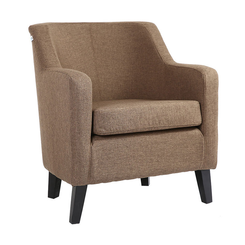 27.5"Wide Linen Arm Chair with Pillow Back and Basic Four Legs Brown Clearhalo 'Accent Chairs' 'accent_chairs' 'Chairs & Seating' 'furn' 'furn_accent_chairs' 'Furniture' 'furniture_accent_chairs' 'Living Room Furniture' 4994011