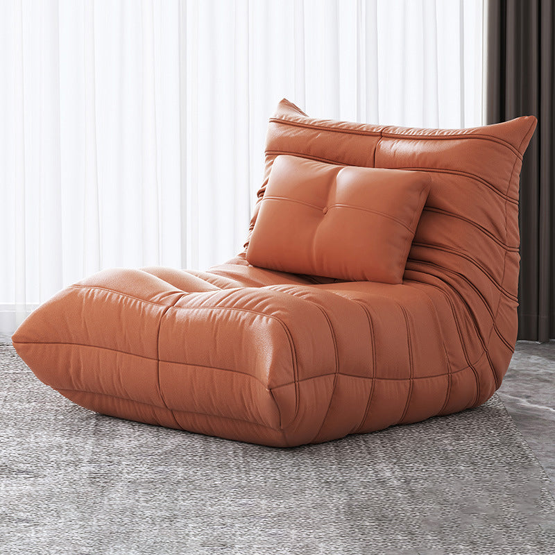 Bonded Leather Armless Chair 34.6"L x 39.3"W x 28.3" H Chair for Living Room Brown Clearhalo 'Accent Chairs' 'accent_chairs' 'Chairs & Seating' 'furn' 'furn_accent_chairs' 'Furniture' 'furniture_accent_chairs' 'Living Room Furniture' 4994019