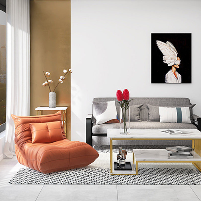 Bonded Leather Armless Chair 34.6"L x 39.3"W x 28.3" H Chair for Living Room Clearhalo 'Accent Chairs' 'accent_chairs' 'Chairs & Seating' 'furn' 'furn_accent_chairs' 'Furniture' 'furniture_accent_chairs' 'Living Room Furniture' 4994022