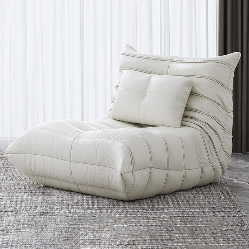 Bonded Leather Armless Chair 34.6"L x 39.3"W x 28.3" H Chair for Living Room Beige Clearhalo 'Accent Chairs' 'accent_chairs' 'Chairs & Seating' 'furn' 'furn_accent_chairs' 'Furniture' 'furniture_accent_chairs' 'Living Room Furniture' 4994023