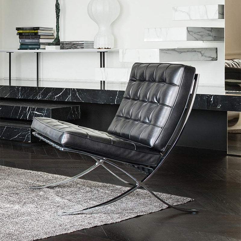 Armless Tufted Cushions Chair 29.5"L x 31.5"W x 31.5" H Chair for Living Room Faux Leather Black Clearhalo 'Accent Chairs' 'accent_chairs' 'Chairs & Seating' 'furn' 'furn_accent_chairs' 'Furniture' 'furniture_accent_chairs' 'Living Room Furniture' 4994034