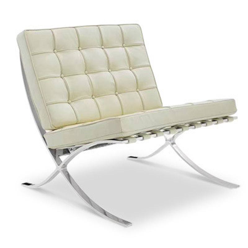 Armless Tufted Cushions Chair 29.5"L x 31.5"W x 31.5" H Chair for Living Room Faux Leather Beige Clearhalo 'Accent Chairs' 'accent_chairs' 'Chairs & Seating' 'furn' 'furn_accent_chairs' 'Furniture' 'furniture_accent_chairs' 'Living Room Furniture' 4994036