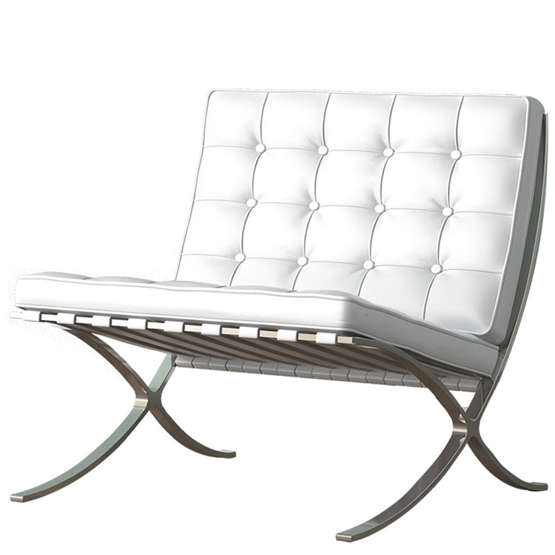 Armless Tufted Cushions Chair 29.5"L x 31.5"W x 31.5" H Chair for Living Room White Clearhalo 'Accent Chairs' 'accent_chairs' 'Chairs & Seating' 'furn' 'furn_accent_chairs' 'Furniture' 'furniture_accent_chairs' 'Living Room Furniture' 4994041