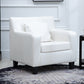 24.4"Wide Linen/Faux Leather Arm Chair with Pillow Back and Basic Four Legs White Without Slipcover Clearhalo 'Accent Chairs' 'accent_chairs' 'Chairs & Seating' 'furn' 'furn_accent_chairs' 'Furniture' 'furniture_accent_chairs' 'Living Room Furniture' 4994046_6211d94f-4572-4679-8f45-b74a0242d0a9