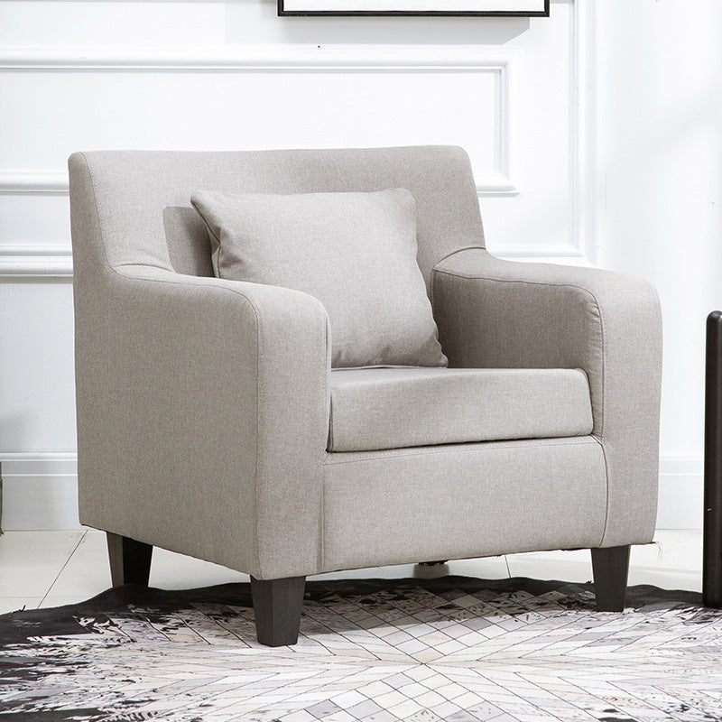 24.4"Wide Linen/Faux Leather Arm Chair with Pillow Back and Basic Four Legs Grey Clearhalo 'Accent Chairs' 'accent_chairs' 'Chairs & Seating' 'Furniture' 'furniture_accent_chairs' 'Living Room Furniture' 4994047