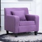 24.4"Wide Linen/Faux Leather Arm Chair with Pillow Back and Basic Four Legs Purple Clearhalo 'Accent Chairs' 'accent_chairs' 'Chairs & Seating' 'furn' 'furn_accent_chairs' 'Furniture' 'furniture_accent_chairs' 'Living Room Furniture' 4994055_02c10138-7162-4aa9-a08a-b9751c6ed361