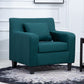 24.4"Wide Linen/Faux Leather Arm Chair with Pillow Back and Basic Four Legs Blackish Green Clearhalo 'Accent Chairs' 'accent_chairs' 'Chairs & Seating' 'Furniture' 'furniture_accent_chairs' 'Living Room Furniture' 4994057