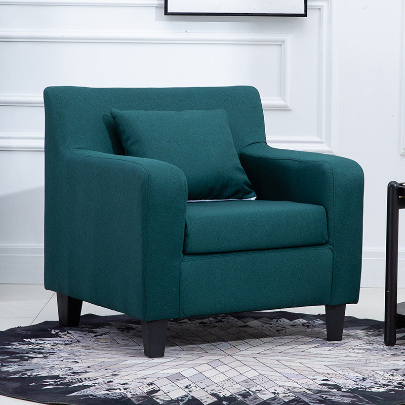 24.4"Wide Linen/Faux Leather Arm Chair with Pillow Back and Basic Four Legs Blackish Green Clearhalo 'Accent Chairs' 'accent_chairs' 'Chairs & Seating' 'furn' 'furn_accent_chairs' 'Furniture' 'furniture_accent_chairs' 'Living Room Furniture' 4994057_1c2a2edc-7e3d-4c57-97be-a6f478bf0296