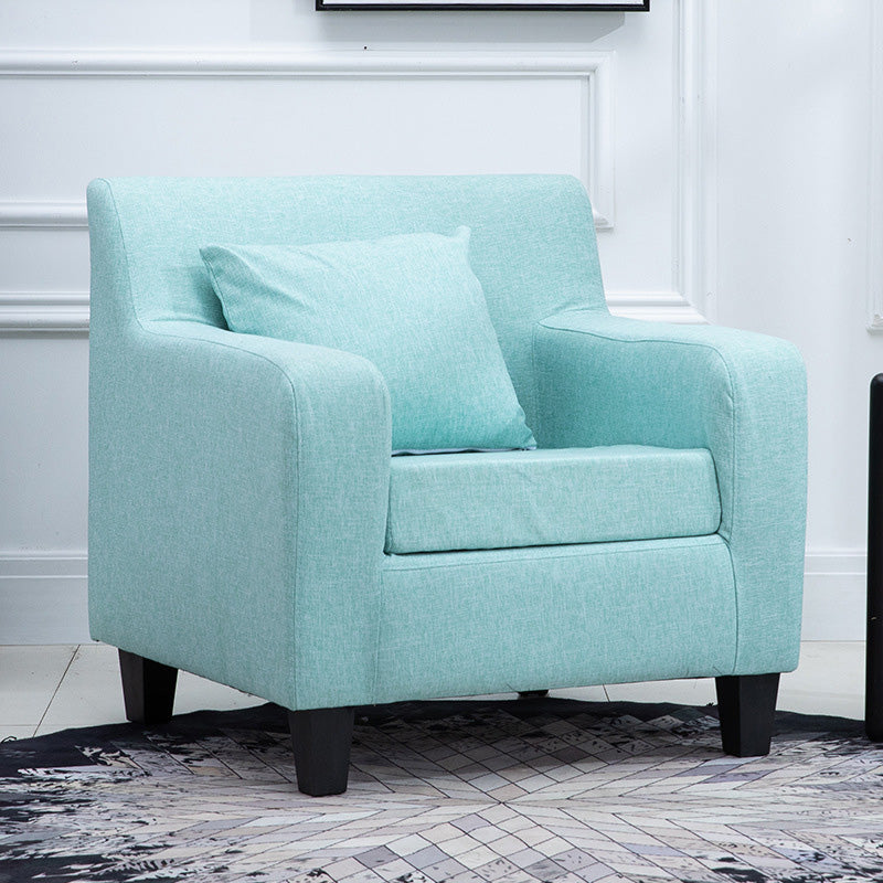 24.4"Wide Linen/Faux Leather Arm Chair with Pillow Back and Basic Four Legs Green Clearhalo 'Accent Chairs' 'accent_chairs' 'Chairs & Seating' 'furn' 'furn_accent_chairs' 'Furniture' 'furniture_accent_chairs' 'Living Room Furniture' 4994058_91a13d53-d5a4-476c-b233-32a9eb3f948b