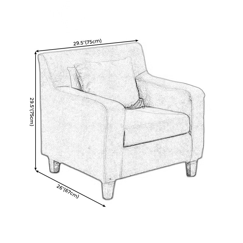 24.4"Wide Linen/Faux Leather Arm Chair with Pillow Back and Basic Four Legs Clearhalo 'Accent Chairs' 'accent_chairs' 'Chairs & Seating' 'Furniture' 'furniture_accent_chairs' 'Living Room Furniture' 4994060