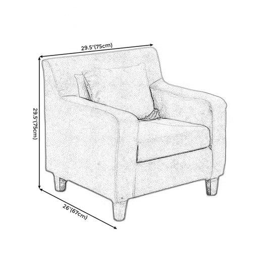 24.4"Wide Linen/Faux Leather Arm Chair with Pillow Back and Basic Four Legs Clearhalo 'Accent Chairs' 'accent_chairs' 'Chairs & Seating' 'Furniture' 'furniture_accent_chairs' 'Living Room Furniture' 4994060