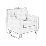 24.4"Wide Linen/Faux Leather Arm Chair with Pillow Back and Basic Four Legs Clearhalo 'Accent Chairs' 'accent_chairs' 'Chairs & Seating' 'Furniture' 'furniture_accent_chairs' 'Living Room Furniture' 4994060