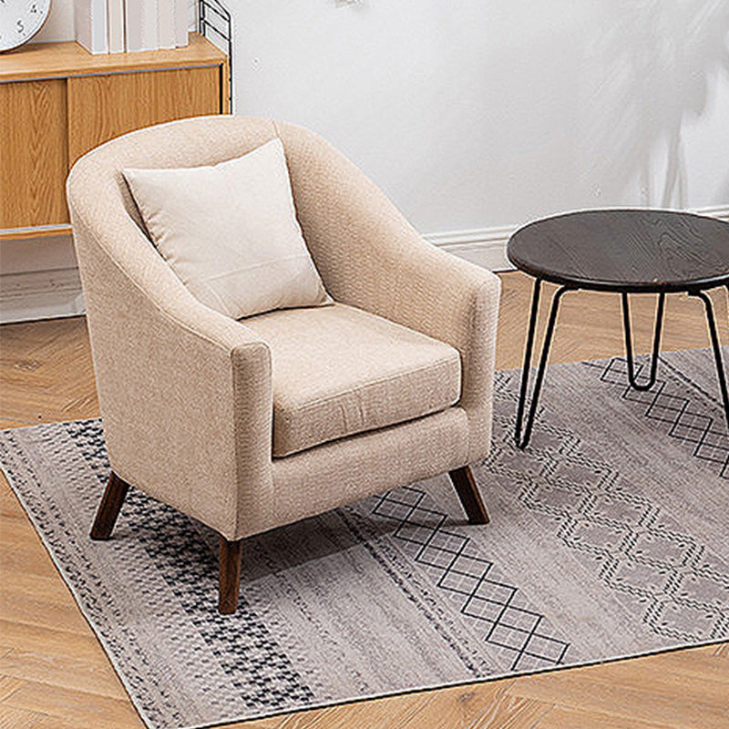 26.77" L x 27.55" W x 32.67" H Linen Barrel Accent Chair Sloped Arms Barrel Chair Clearhalo 'Accent Chairs' 'accent_chairs' 'Chairs & Seating' 'furn' 'furn_accent_chairs' 'Furniture' 'furniture_accent_chairs' 'Living Room Furniture' 4994061