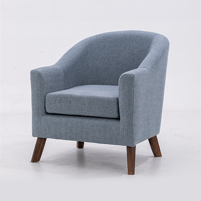 26.77" L x 27.55" W x 32.67" H Linen Barrel Accent Chair Sloped Arms Barrel Chair Sky Blue Clearhalo 'Accent Chairs' 'accent_chairs' 'Chairs & Seating' 'furn' 'furn_accent_chairs' 'Furniture' 'furniture_accent_chairs' 'Living Room Furniture' 4994062