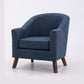 26.77" L x 27.55" W x 32.67" H Linen Barrel Accent Chair Sloped Arms Barrel Chair Dark Blue Clearhalo 'Accent Chairs' 'accent_chairs' 'Chairs & Seating' 'furn' 'furn_accent_chairs' 'Furniture' 'furniture_accent_chairs' 'Living Room Furniture' 4994064