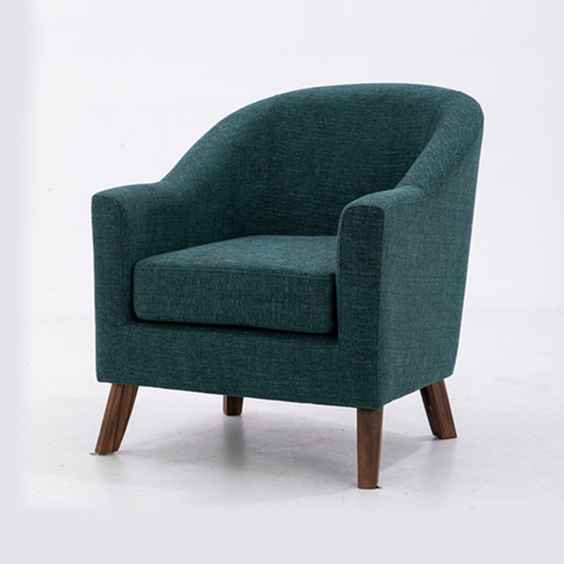 26.77" L x 27.55" W x 32.67" H Linen Barrel Accent Chair Sloped Arms Barrel Chair Blackish Green Clearhalo 'Accent Chairs' 'accent_chairs' 'Chairs & Seating' 'furn' 'furn_accent_chairs' 'Furniture' 'furniture_accent_chairs' 'Living Room Furniture' 4994066