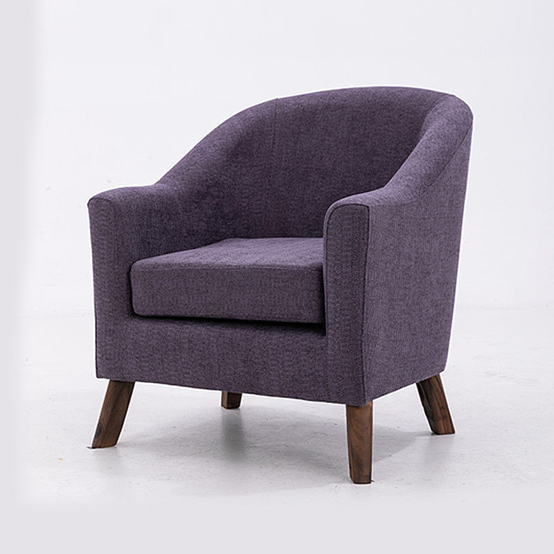 26.77" L x 27.55" W x 32.67" H Linen Barrel Accent Chair Sloped Arms Barrel Chair Purple Clearhalo 'Accent Chairs' 'accent_chairs' 'Chairs & Seating' 'furn' 'furn_accent_chairs' 'Furniture' 'furniture_accent_chairs' 'Living Room Furniture' 4994067