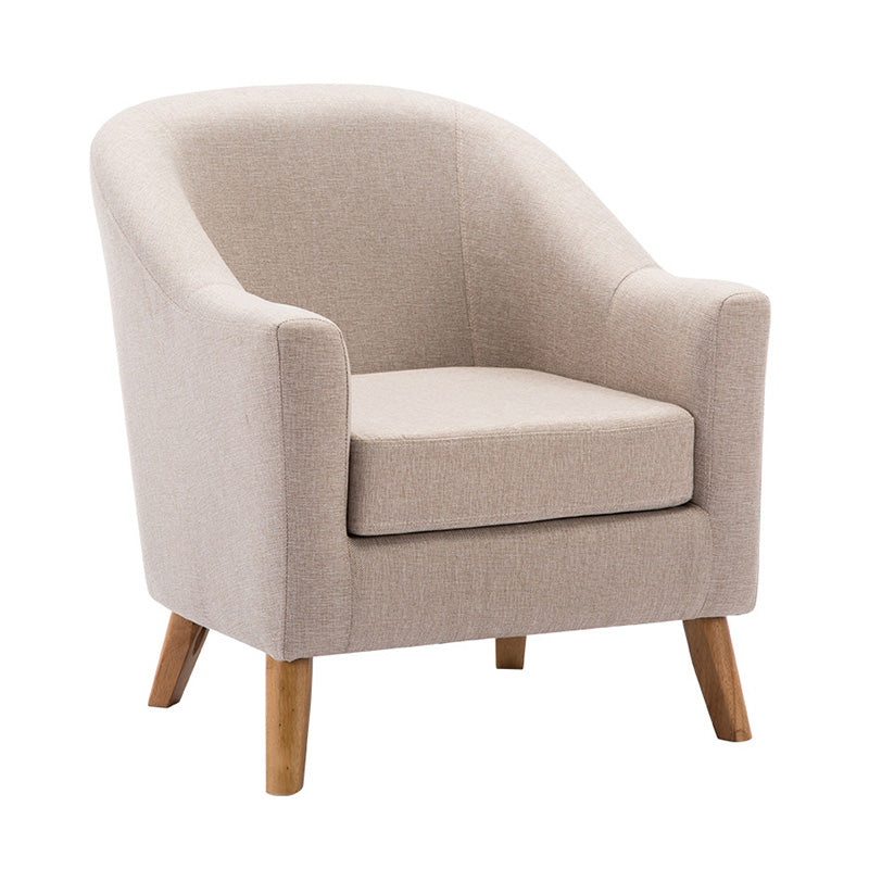 26.77" L x 27.55" W x 32.67" H Linen Barrel Accent Chair Sloped Arms Barrel Chair Clearhalo 'Accent Chairs' 'accent_chairs' 'Chairs & Seating' 'furn' 'furn_accent_chairs' 'Furniture' 'furniture_accent_chairs' 'Living Room Furniture' 4994068