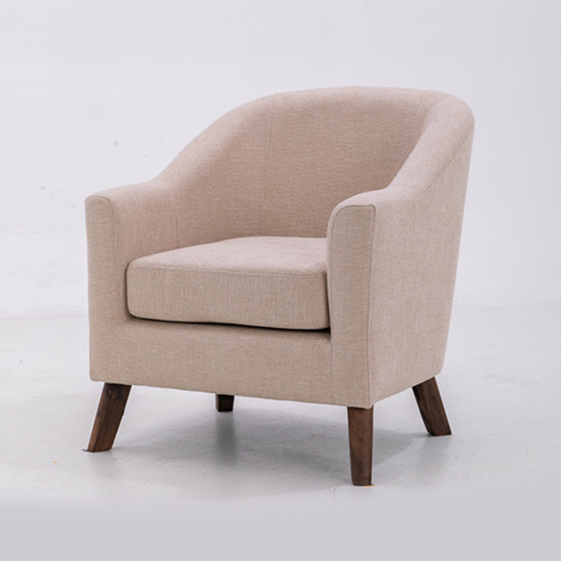 26.77" L x 27.55" W x 32.67" H Linen Barrel Accent Chair Sloped Arms Barrel Chair Clearhalo 'Accent Chairs' 'accent_chairs' 'Chairs & Seating' 'furn' 'furn_accent_chairs' 'Furniture' 'furniture_accent_chairs' 'Living Room Furniture' 4994071