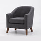 26.77" L x 27.55" W x 32.67" H Linen Barrel Accent Chair Sloped Arms Barrel Chair Dark Gray Clearhalo 'Accent Chairs' 'accent_chairs' 'Chairs & Seating' 'furn' 'furn_accent_chairs' 'Furniture' 'furniture_accent_chairs' 'Living Room Furniture' 4994072