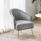 24.4"Wide Velvet Sloped Arms Barrel Chair with Basic Four Legs and Sewn Pillow Back Grey Brass Gold Clearhalo 'Accent Chairs' 'accent_chairs' 'Chairs & Seating' 'furn' 'furn_accent_chairs' 'Furniture' 'furniture_accent_chairs' 'Living Room Furniture' 4994081