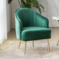 24.4"Wide Velvet Sloped Arms Barrel Chair with Basic Four Legs and Sewn Pillow Back Blackish Green Brass Gold Clearhalo 'Accent Chairs' 'accent_chairs' 'Chairs & Seating' 'furn' 'furn_accent_chairs' 'Furniture' 'furniture_accent_chairs' 'Living Room Furniture' 4994082