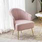 24.4"Wide Velvet Sloped Arms Barrel Chair with Basic Four Legs and Sewn Pillow Back Pinkish Red Brass Gold Clearhalo 'Accent Chairs' 'accent_chairs' 'Chairs & Seating' 'furn' 'furn_accent_chairs' 'Furniture' 'furniture_accent_chairs' 'Living Room Furniture' 4994084