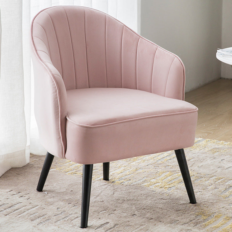 24.4"Wide Velvet Sloped Arms Barrel Chair with Basic Four Legs and Sewn Pillow Back Pinkish Red Black Clearhalo 'Accent Chairs' 'accent_chairs' 'Chairs & Seating' 'furn' 'furn_accent_chairs' 'Furniture' 'furniture_accent_chairs' 'Living Room Furniture' 4994087