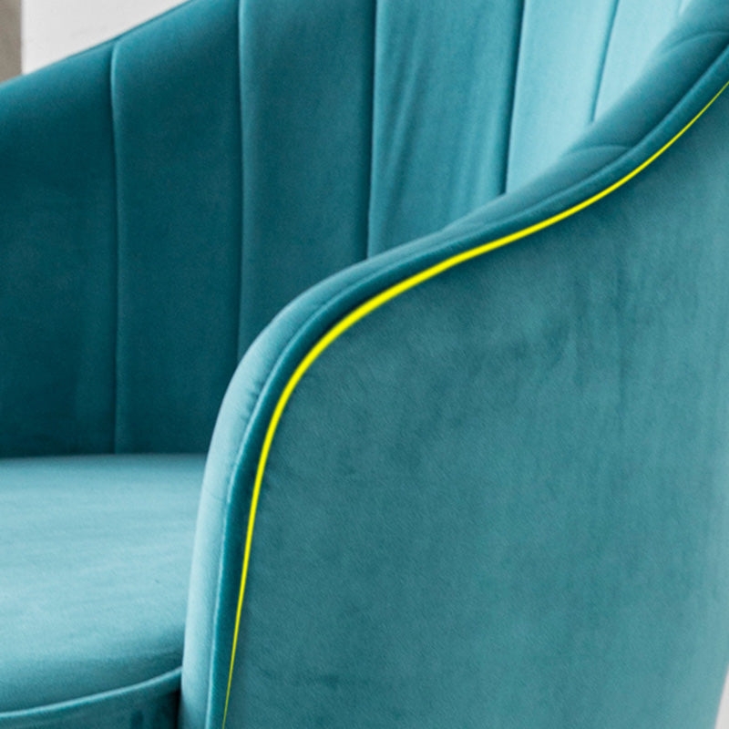 24.4"Wide Velvet Sloped Arms Barrel Chair with Basic Four Legs and Sewn Pillow Back Clearhalo 'Accent Chairs' 'accent_chairs' 'Chairs & Seating' 'furn' 'furn_accent_chairs' 'Furniture' 'furniture_accent_chairs' 'Living Room Furniture' 4994090