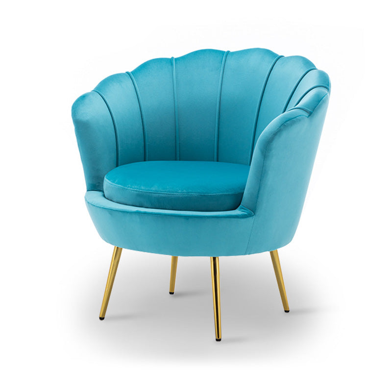 28.74" L x 28.74" W Velvet/Bonded Leather Barrel Accent Chair Sewn Pillow Back Chair Lake Blue Velvet Clearhalo 'Accent Chairs' 'accent_chairs' 'Chairs & Seating' 'furn' 'furn_accent_chairs' 'Furniture' 'furniture_accent_chairs' 'Living Room Furniture' 4994095