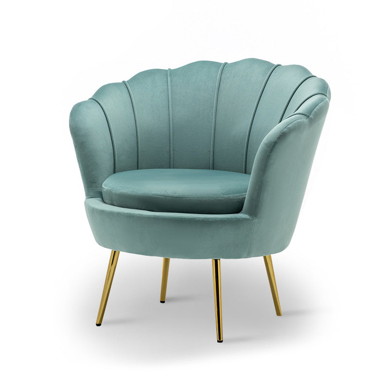 28.74" L x 28.74" W Velvet/Bonded Leather Barrel Accent Chair Sewn Pillow Back Chair Pea Green Velvet Clearhalo 'Accent Chairs' 'accent_chairs' 'Chairs & Seating' 'furn' 'furn_accent_chairs' 'Furniture' 'furniture_accent_chairs' 'Living Room Furniture' 4994100