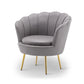 28.74" L x 28.74" W Velvet/Bonded Leather Barrel Accent Chair Sewn Pillow Back Chair Grey Faux Leather Clearhalo 'Accent Chairs' 'accent_chairs' 'Chairs & Seating' 'furn' 'furn_accent_chairs' 'Furniture' 'furniture_accent_chairs' 'Living Room Furniture' 4994103