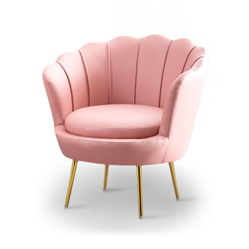 28.74" L x 28.74" W Velvet/Bonded Leather Barrel Accent Chair Sewn Pillow Back Chair Pink Faux Leather Clearhalo 'Accent Chairs' 'accent_chairs' 'Chairs & Seating' 'furn' 'furn_accent_chairs' 'Furniture' 'furniture_accent_chairs' 'Living Room Furniture' 4994104