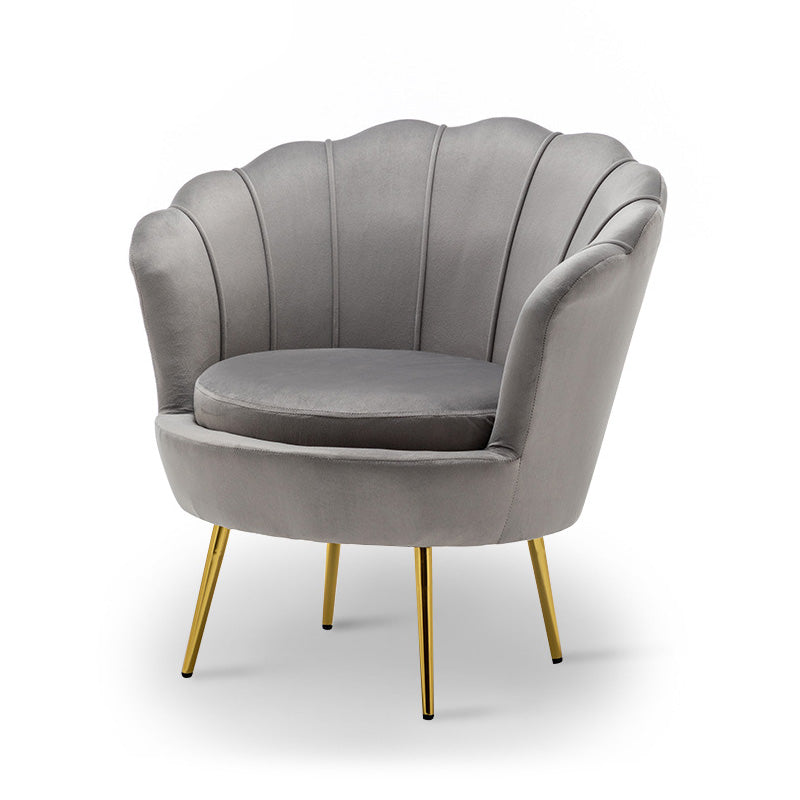 28.74" L x 28.74" W Velvet/Bonded Leather Barrel Accent Chair Sewn Pillow Back Chair Grey Velvet Clearhalo 'Accent Chairs' 'accent_chairs' 'Chairs & Seating' 'furn' 'furn_accent_chairs' 'Furniture' 'furniture_accent_chairs' 'Living Room Furniture' 4994106