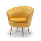 28.74" L x 28.74" W Velvet/Bonded Leather Barrel Accent Chair Sewn Pillow Back Chair Yellow Velvet Clearhalo 'Accent Chairs' 'accent_chairs' 'Chairs & Seating' 'furn' 'furn_accent_chairs' 'Furniture' 'furniture_accent_chairs' 'Living Room Furniture' 4994109