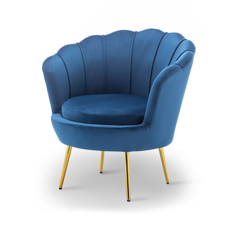 28.74" L x 28.74" W Velvet/Bonded Leather Barrel Accent Chair Sewn Pillow Back Chair Royal Blue Velvet Clearhalo 'Accent Chairs' 'accent_chairs' 'Chairs & Seating' 'furn' 'furn_accent_chairs' 'Furniture' 'furniture_accent_chairs' 'Living Room Furniture' 4994111