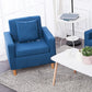 27.5"Wide Faux Leather/Linen Blend Tight Back Arm Chair with Basic Four Legs Lake Blue Foam Clearhalo 'Accent Chairs' 'accent_chairs' 'Chairs & Seating' 'furn' 'furn_accent_chairs' 'Furniture' 'furniture_accent_chairs' 'Living Room Furniture' 4994114