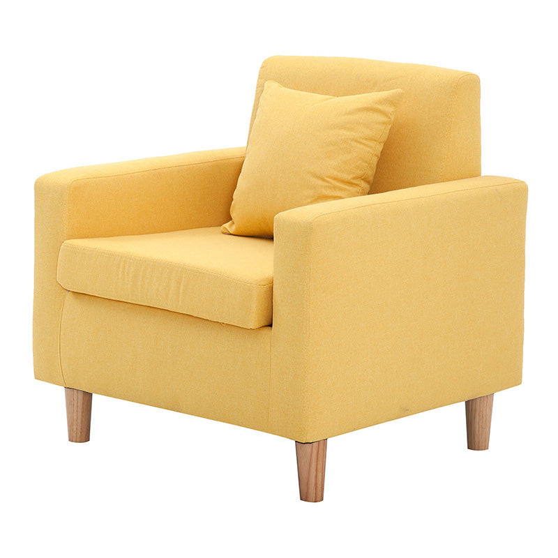 27.5"Wide Faux Leather/Linen Blend Tight Back Arm Chair with Basic Four Legs Yellow Latex Clearhalo 'Accent Chairs' 'accent_chairs' 'Chairs & Seating' 'furn' 'furn_accent_chairs' 'Furniture' 'furniture_accent_chairs' 'Living Room Furniture' 4994115