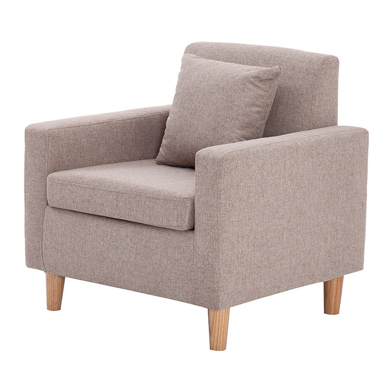 27.5"Wide Faux Leather/Linen Blend Tight Back Arm Chair with Basic Four Legs Khaki Clearhalo 'Accent Chairs' 'accent_chairs' 'Chairs & Seating' 'furn' 'furn_accent_chairs' 'Furniture' 'furniture_accent_chairs' 'Living Room Furniture' 4994116