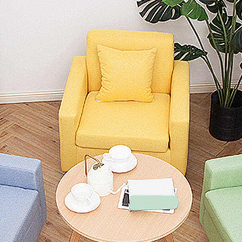 27.5"Wide Faux Leather/Linen Blend Tight Back Arm Chair with Basic Four Legs Yellow Foam Clearhalo 'Accent Chairs' 'accent_chairs' 'Chairs & Seating' 'furn' 'furn_accent_chairs' 'Furniture' 'furniture_accent_chairs' 'Living Room Furniture' 4994117