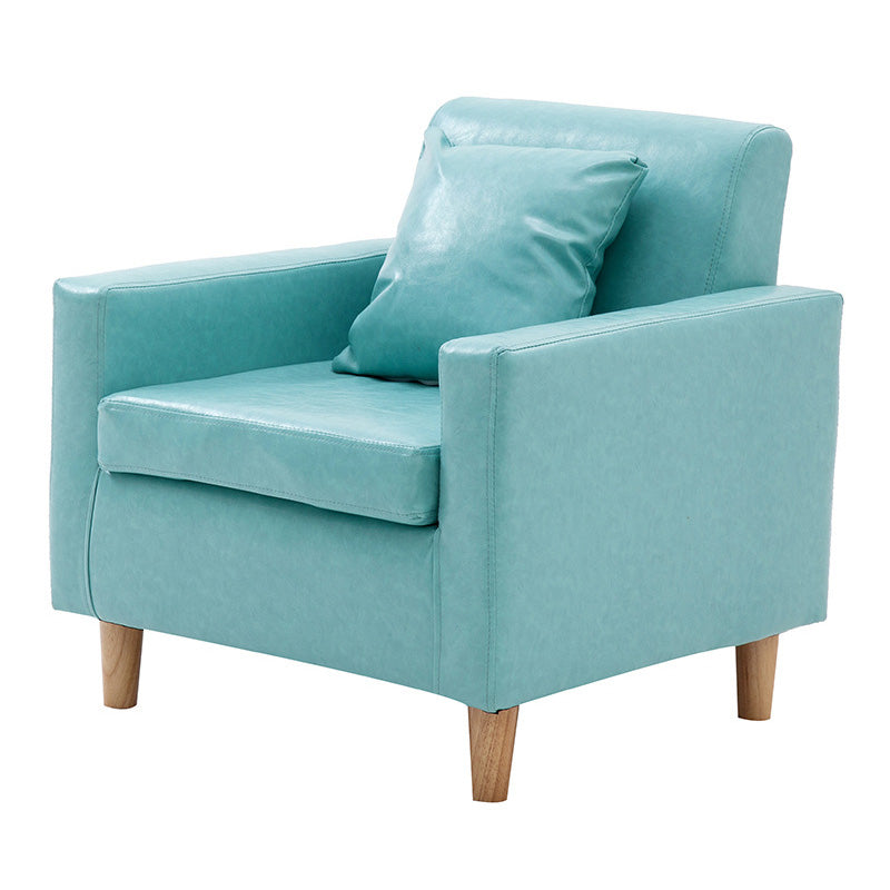 27.5"Wide Faux Leather/Linen Blend Tight Back Arm Chair with Basic Four Legs Light Green Clearhalo 'Accent Chairs' 'accent_chairs' 'Chairs & Seating' 'furn' 'furn_accent_chairs' 'Furniture' 'furniture_accent_chairs' 'Living Room Furniture' 4994119