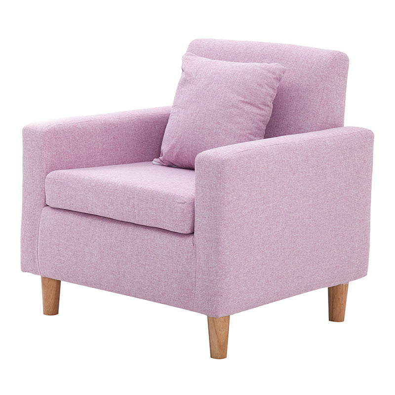 27.5"Wide Faux Leather/Linen Blend Tight Back Arm Chair with Basic Four Legs Pink Clearhalo 'Accent Chairs' 'accent_chairs' 'Chairs & Seating' 'furn' 'furn_accent_chairs' 'Furniture' 'furniture_accent_chairs' 'Living Room Furniture' 4994121