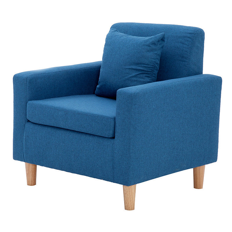 27.5"Wide Faux Leather/Linen Blend Tight Back Arm Chair with Basic Four Legs Lake Blue Latex Clearhalo 'Accent Chairs' 'accent_chairs' 'Chairs & Seating' 'furn' 'furn_accent_chairs' 'Furniture' 'furniture_accent_chairs' 'Living Room Furniture' 4994123