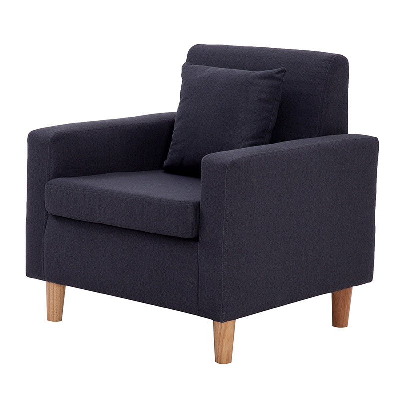 27.5"Wide Faux Leather/Linen Blend Tight Back Arm Chair with Basic Four Legs Grey Clearhalo 'Accent Chairs' 'accent_chairs' 'Chairs & Seating' 'furn' 'furn_accent_chairs' 'Furniture' 'furniture_accent_chairs' 'Living Room Furniture' 4994124