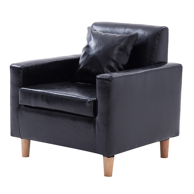 27.5"Wide Faux Leather/Linen Blend Tight Back Arm Chair with Basic Four Legs Black Clearhalo 'Accent Chairs' 'accent_chairs' 'Chairs & Seating' 'furn' 'furn_accent_chairs' 'Furniture' 'furniture_accent_chairs' 'Living Room Furniture' 4994125