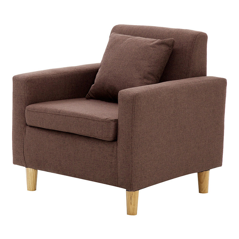 27.5"Wide Faux Leather/Linen Blend Tight Back Arm Chair with Basic Four Legs Dark Coffee Clearhalo 'Accent Chairs' 'accent_chairs' 'Chairs & Seating' 'furn' 'furn_accent_chairs' 'Furniture' 'furniture_accent_chairs' 'Living Room Furniture' 4994127