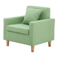 27.5"Wide Faux Leather/Linen Blend Tight Back Arm Chair with Basic Four Legs Green Latex Clearhalo 'Accent Chairs' 'accent_chairs' 'Chairs & Seating' 'furn' 'furn_accent_chairs' 'Furniture' 'furniture_accent_chairs' 'Living Room Furniture' 4994128