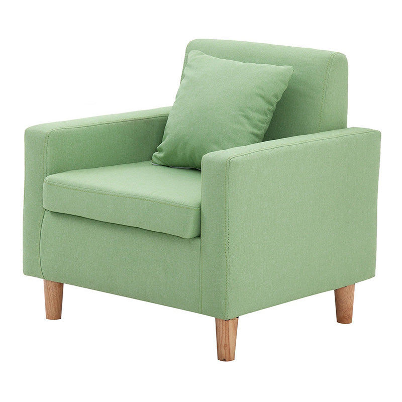 27.5"Wide Faux Leather/Linen Blend Tight Back Arm Chair with Basic Four Legs Green Latex Clearhalo 'Accent Chairs' 'accent_chairs' 'Chairs & Seating' 'furn' 'furn_accent_chairs' 'Furniture' 'furniture_accent_chairs' 'Living Room Furniture' 4994128